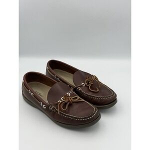 L.L. Bean Womens 10M Brown Leather Boat Shoes Y2K Preppy Moc